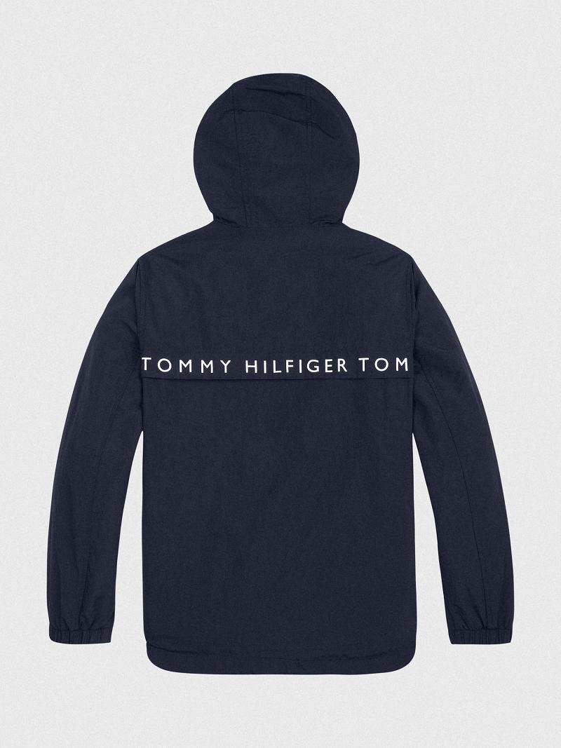 Lány Tommy Hilfiger Flag Windbreaker Kabát Sötétkék | HU 1796VRW